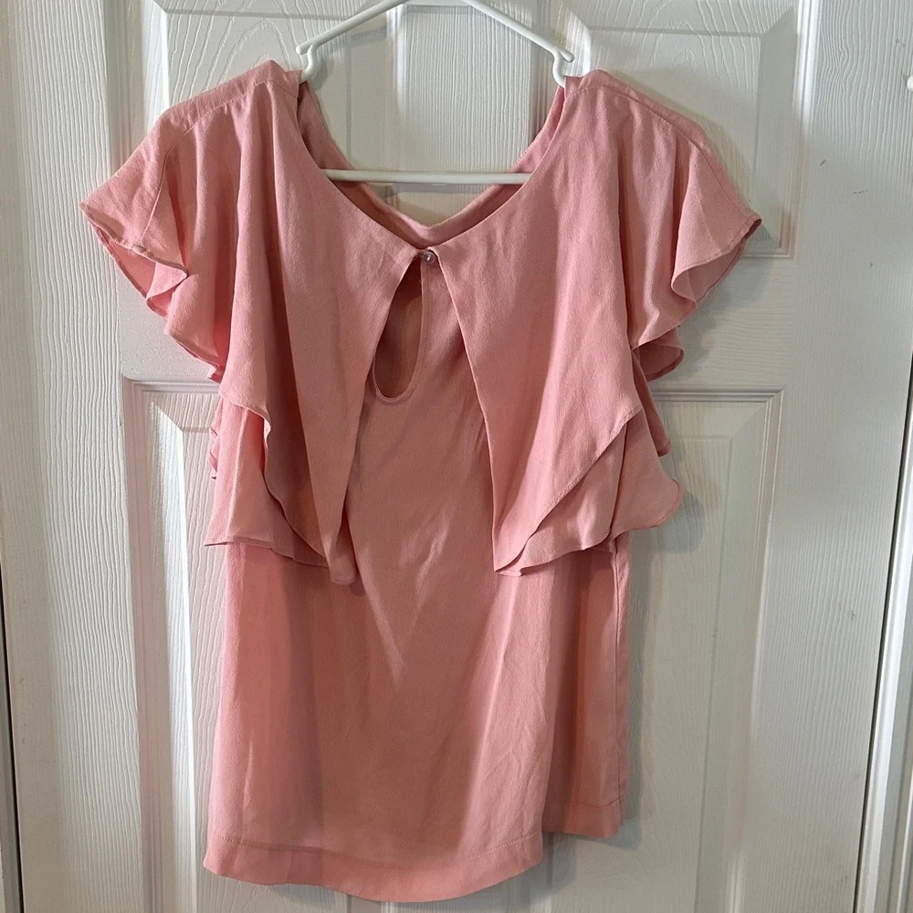 Arianna Pink Ruffle Sleeve Blouse Size L - Picture 2 of 5